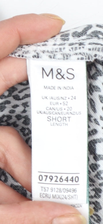 Marks and Spencer Womens Black Animal Print Cropped Trousers Size 24