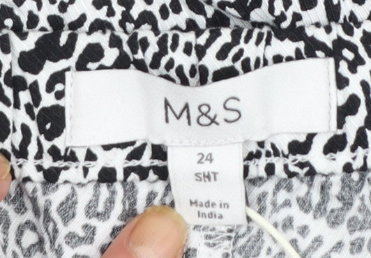 Marks and Spencer Womens Black Animal Print Cropped Trousers Size 24