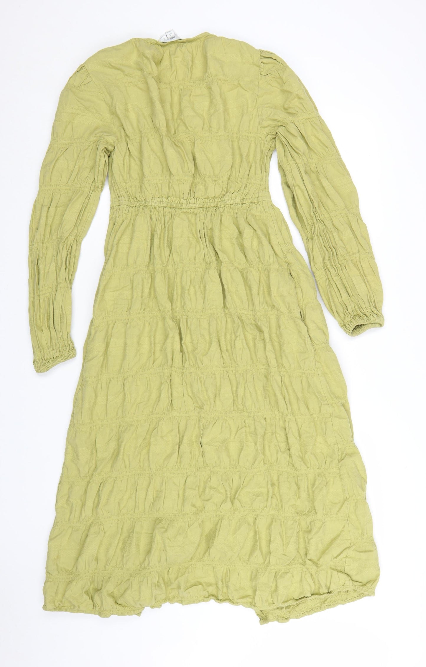 Marks and Spencer Women Green Size 8 A-Line Midi Dress