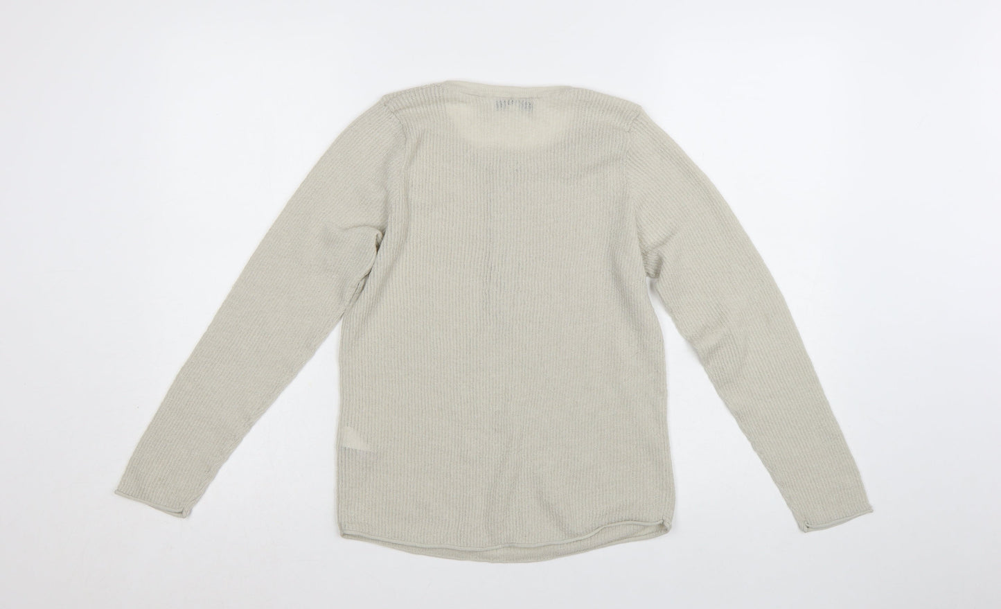 Next Women Beige Henley Knit Long Sleeve Jumper Size L