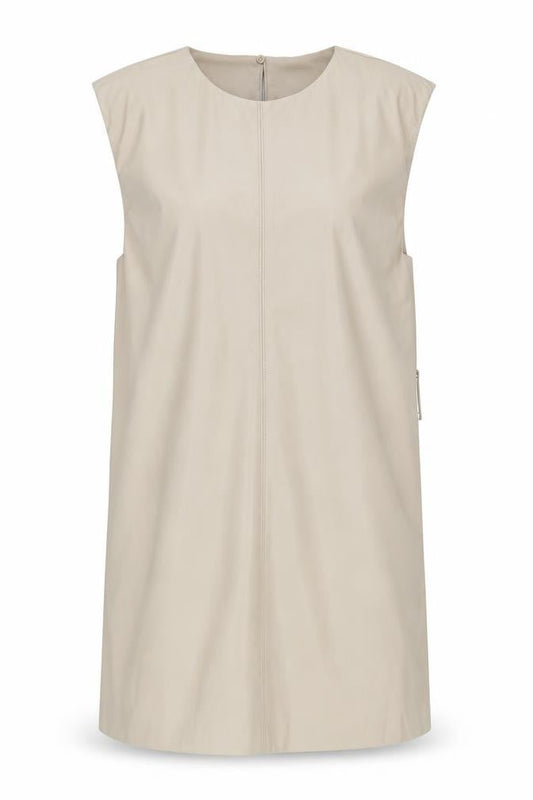 Zara Women Beige Shift Dress Size 8 Sleeveless Minimalist Style