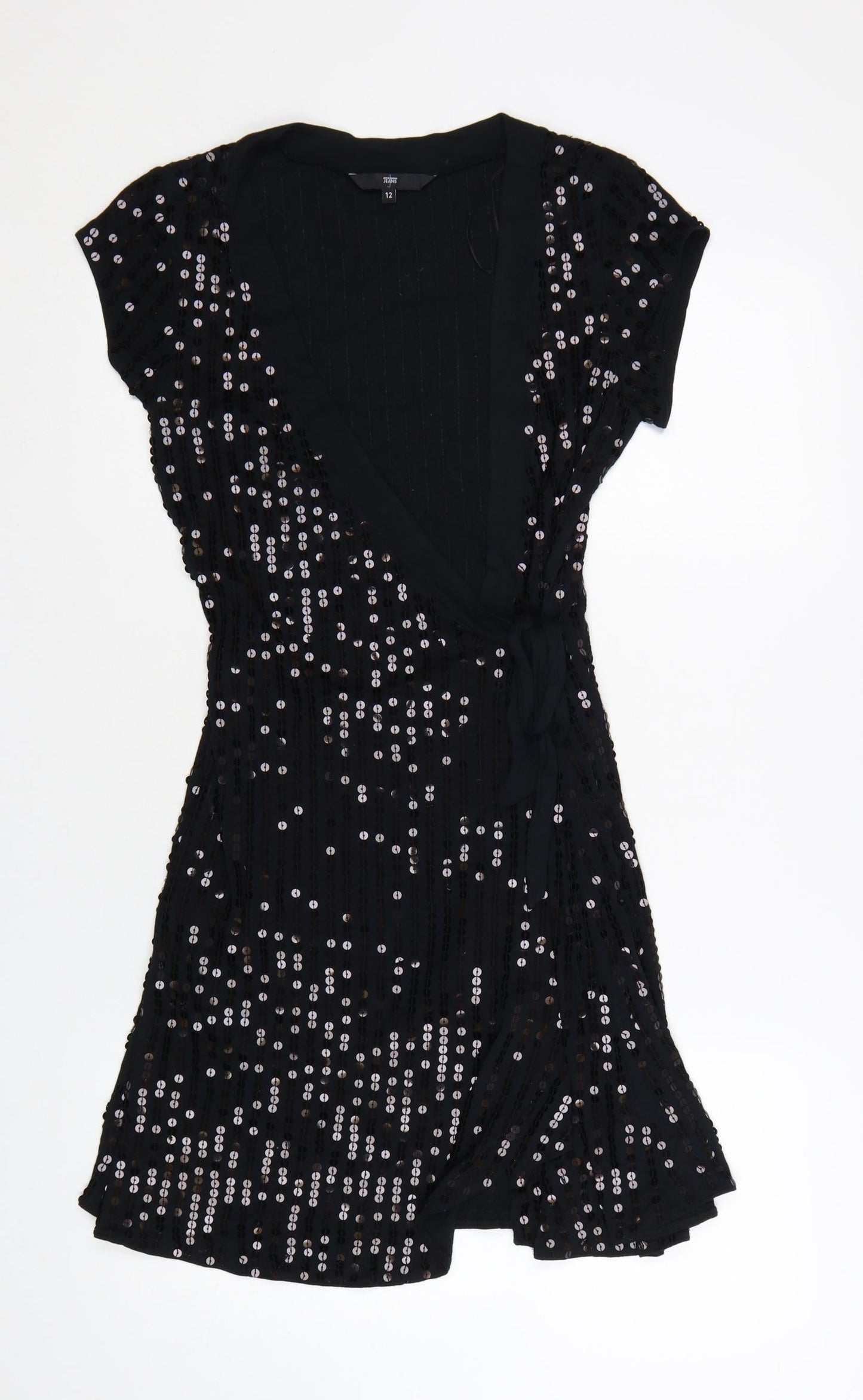 Jasper Conran Jeans Women’s Black Sequin Wrap Party Dress Size 12