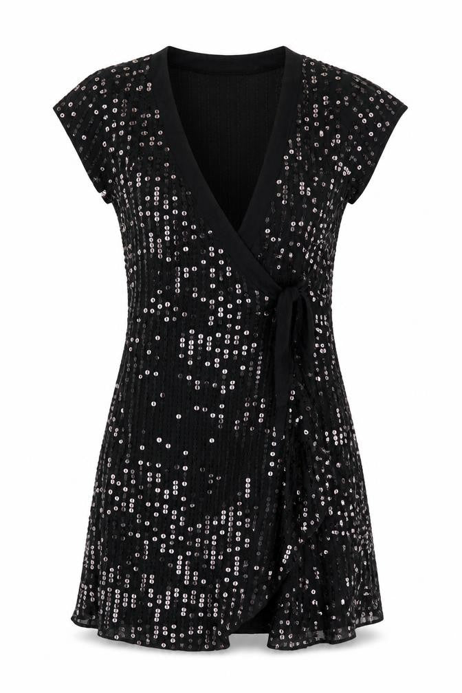 Jasper Conran Jeans Women’s Black Sequin Wrap Party Dress Size 12