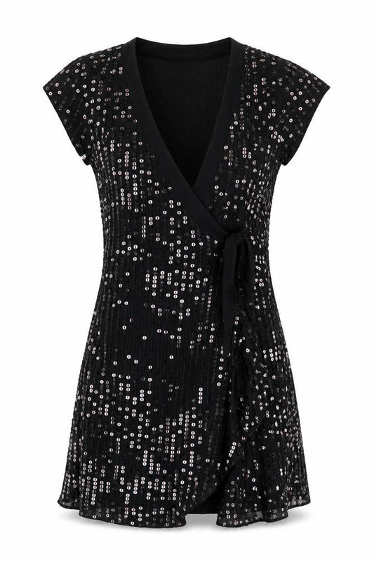 Jasper Conran Jeans Women’s Black Sequin Wrap Party Dress Size 12