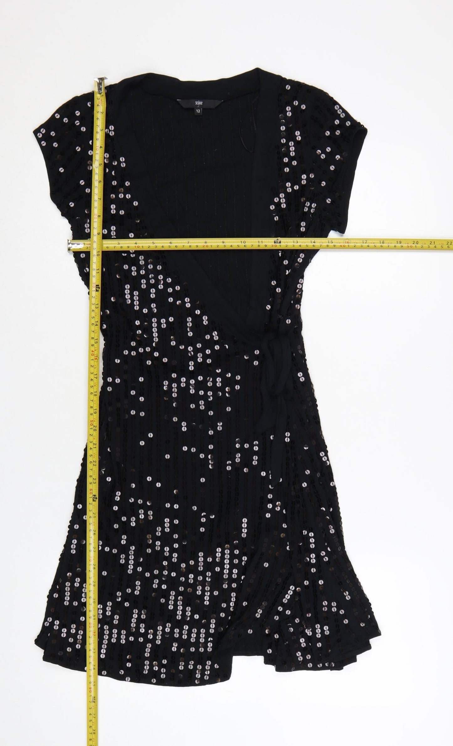Jasper Conran Jeans Women’s Black Sequin Wrap Party Dress Size 12