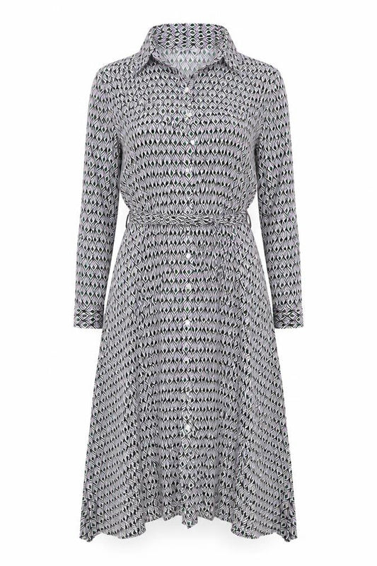 Stradivarius Women’s Multicoloured XS Geometric Long Sleeve Shirt Dress