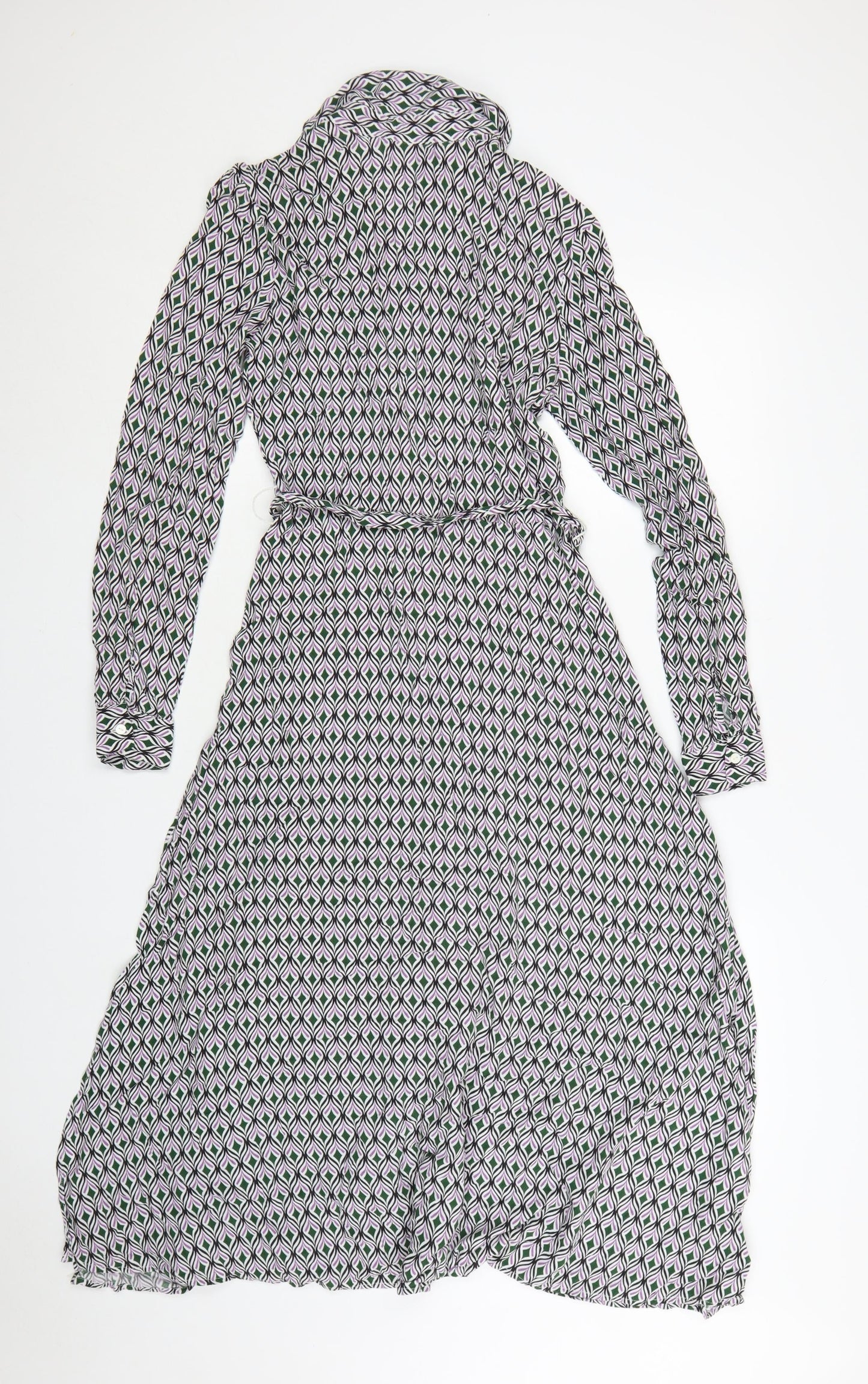 Stradivarius Women’s Multicoloured XS Geometric Long Sleeve Shirt Dress