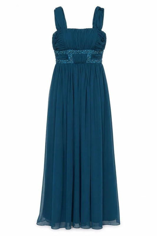 Decode 1.8 Women’s Blue Beaded Chiffon Long Formal Dress Size 10