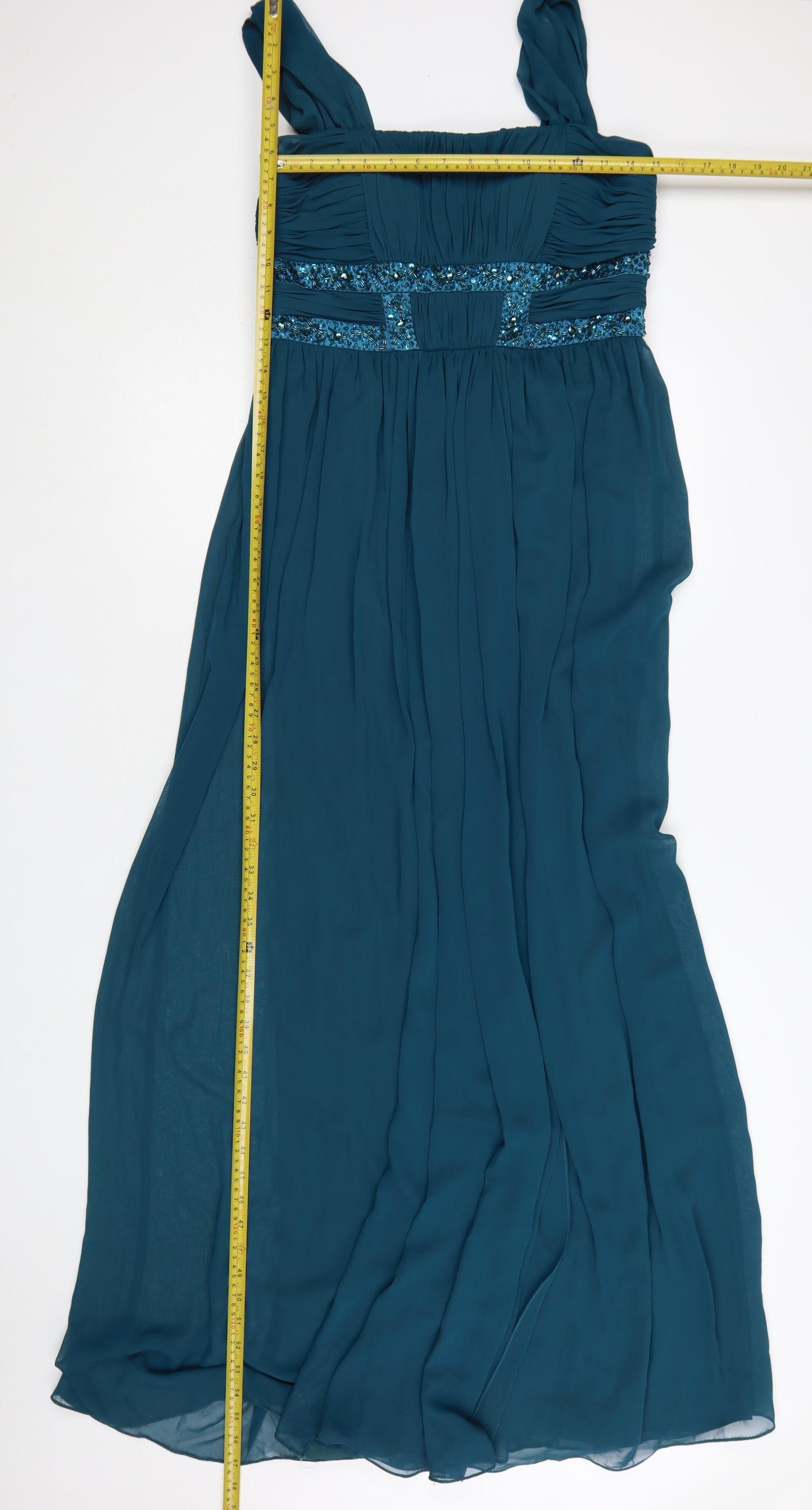 Decode 1.8 Women’s Blue Beaded Chiffon Long Formal Dress Size 10