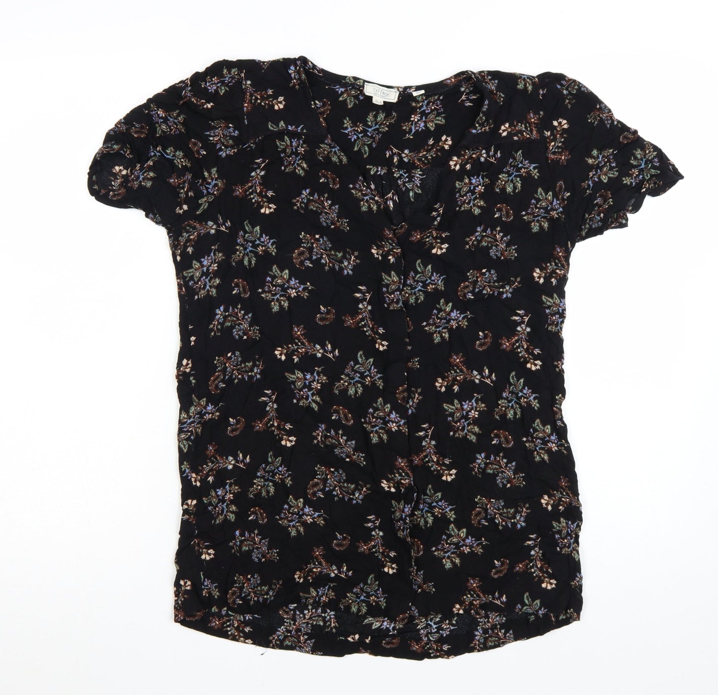Fat Face Womens Black Floral Viscose Tunic Blouse UK 10