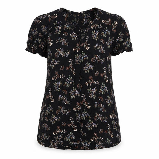 FatFace Womens Black Floral Viscose Tunic Blouse UK 10