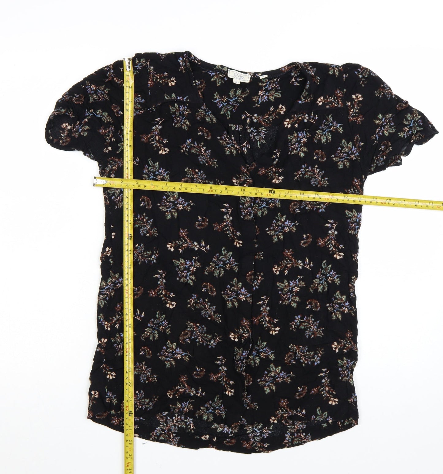 Fat Face Womens Black Floral Viscose Tunic Blouse UK 10
