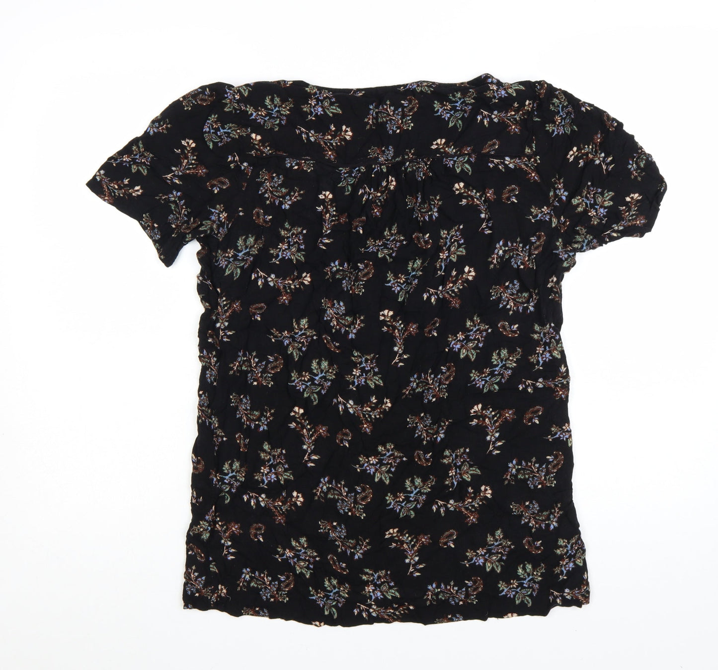Fat Face Womens Black Floral Viscose Tunic Blouse UK 10