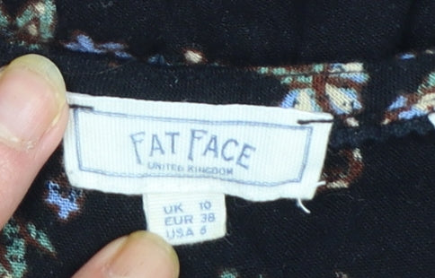 Fat Face Womens Black Floral Viscose Tunic Blouse UK 10