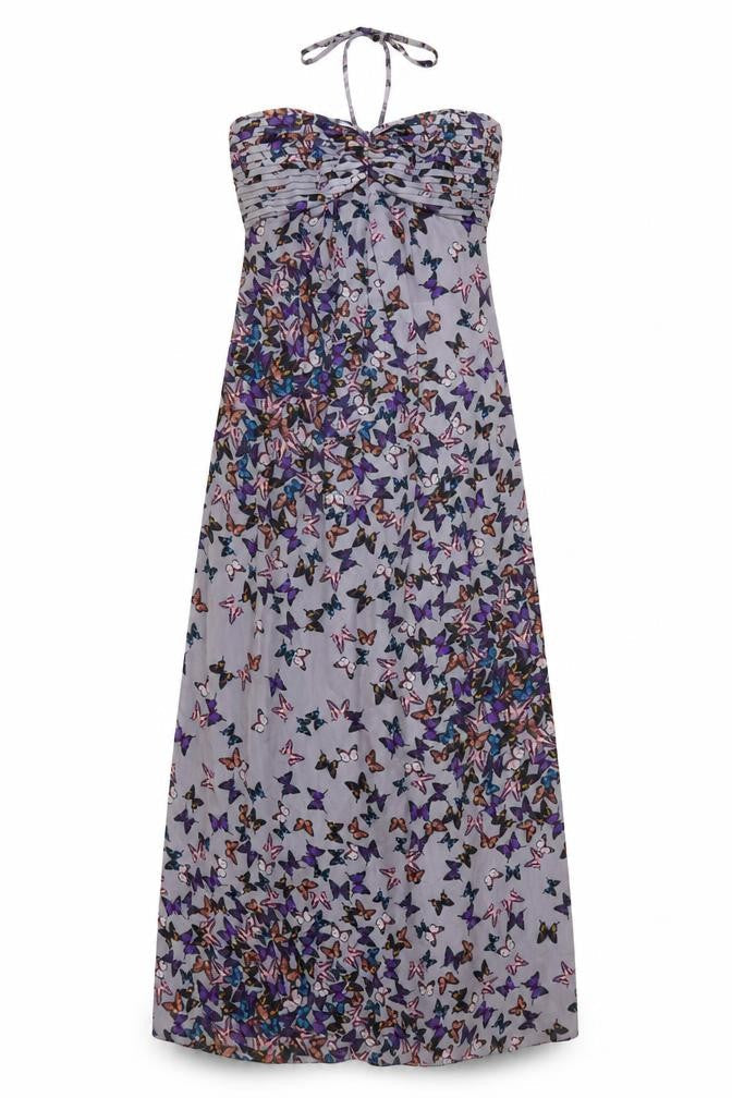 Ted Baker Women’s Grey Butterfly Maxi Halter Dress Size 8