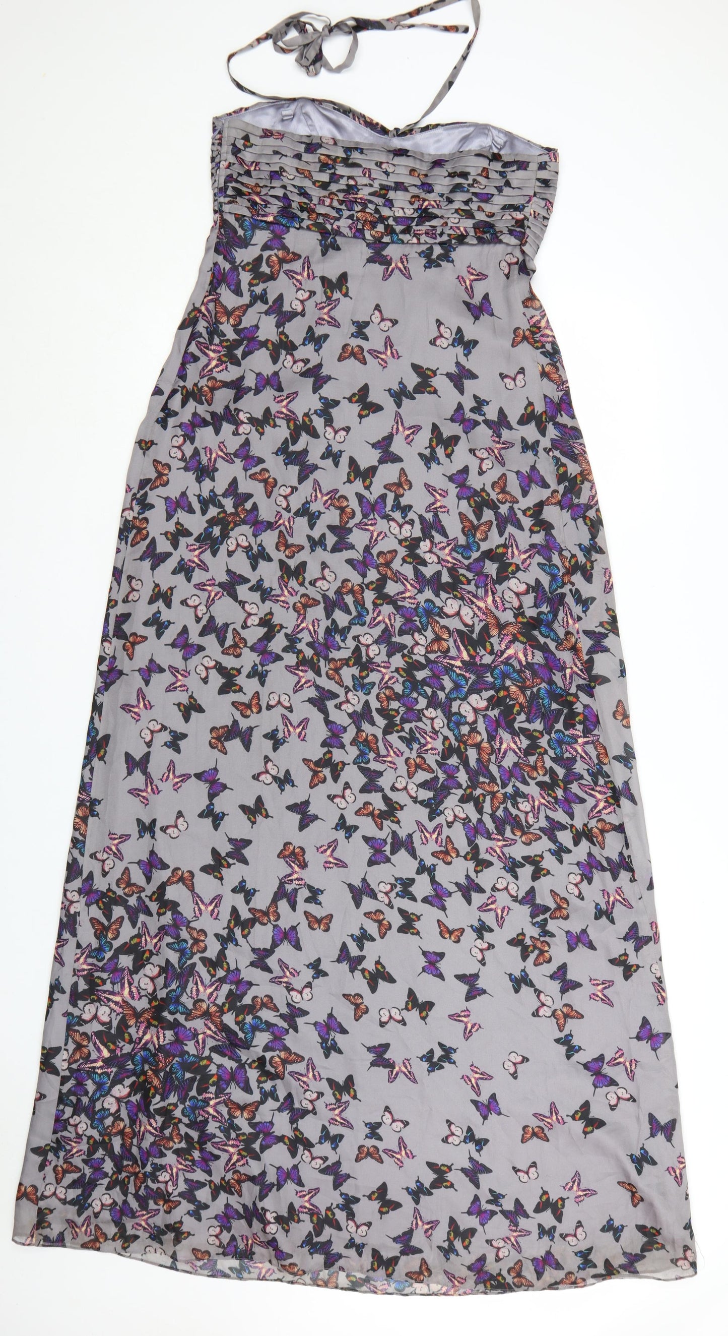 Ted Baker Women’s Grey Butterfly Maxi Halter Dress Size 8