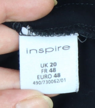 New Look Inspire Women's Black Beaded V-Neck Tunic Blouse Size 20