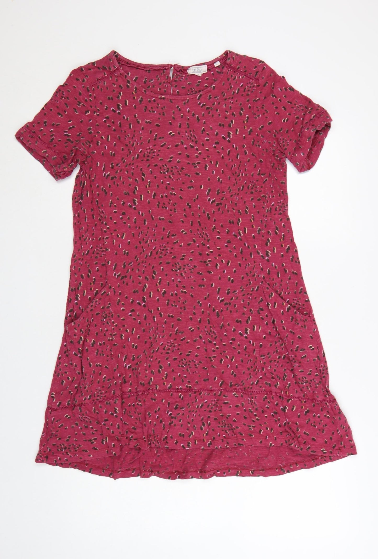 FatFace Women Pink Animal Print Shift Dress Size 10 Short Sleeve