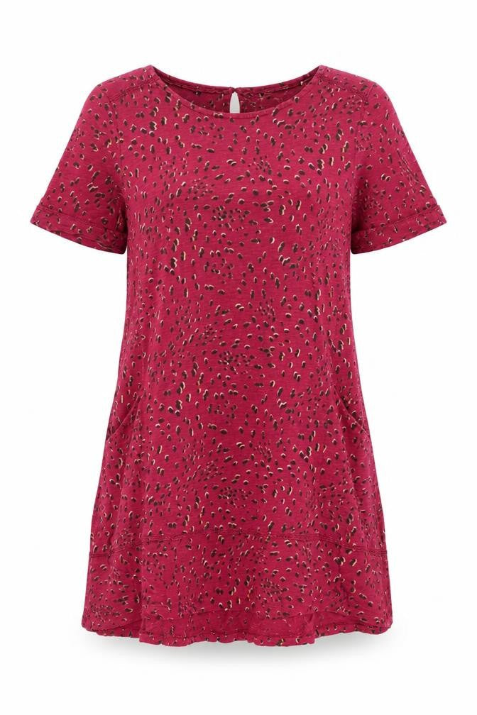 FatFace Women Pink Animal Print Shift Dress Size 10 Short Sleeve