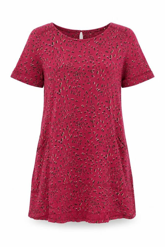 FatFace Women Pink Animal Print Shift Dress Size 10 Short Sleeve