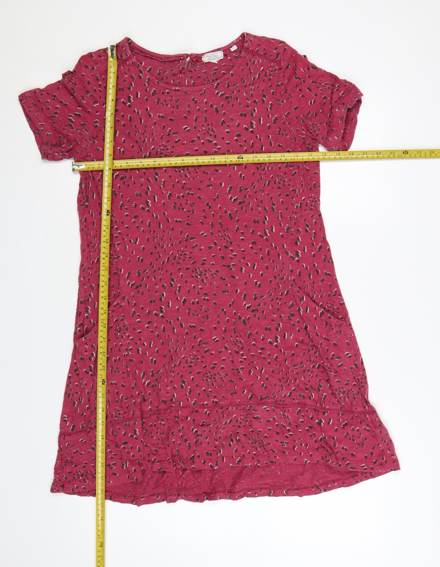 FatFace Women Pink Animal Print Shift Dress Size 10 Short Sleeve
