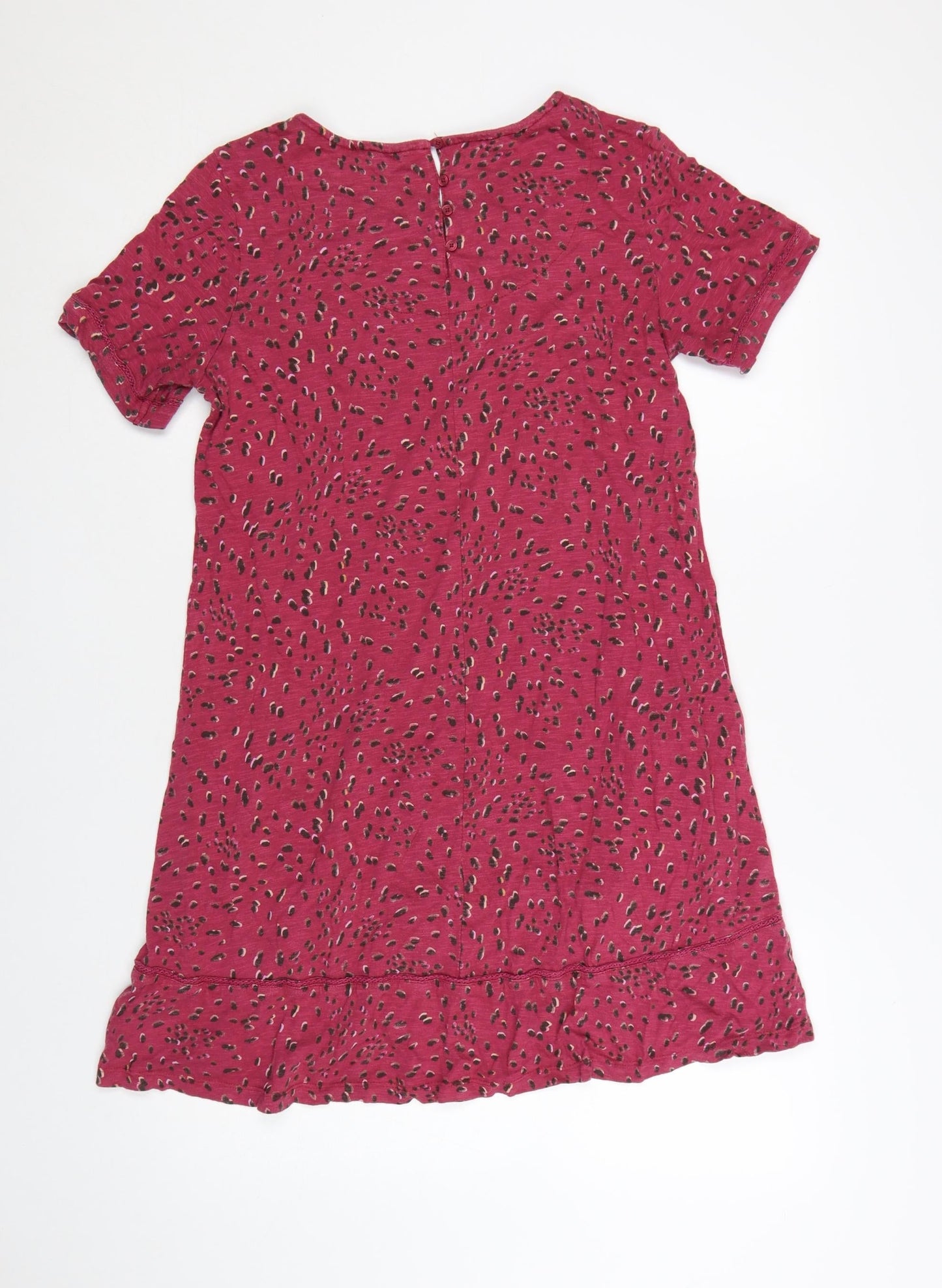 FatFace Women Pink Animal Print Shift Dress Size 10 Short Sleeve