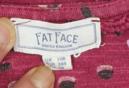 FatFace Women Pink Animal Print Shift Dress Size 10 Short Sleeve