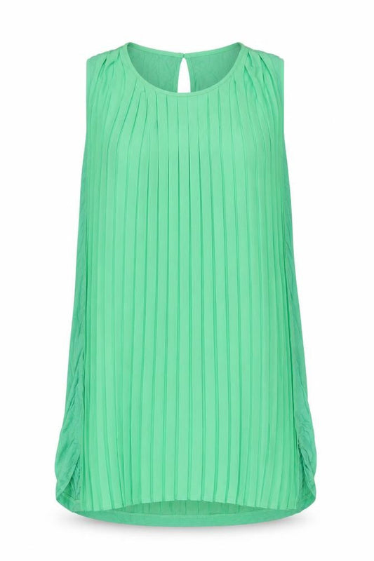 French Connection Women's Green Sleeveless Pleated Shift Dress Size 16