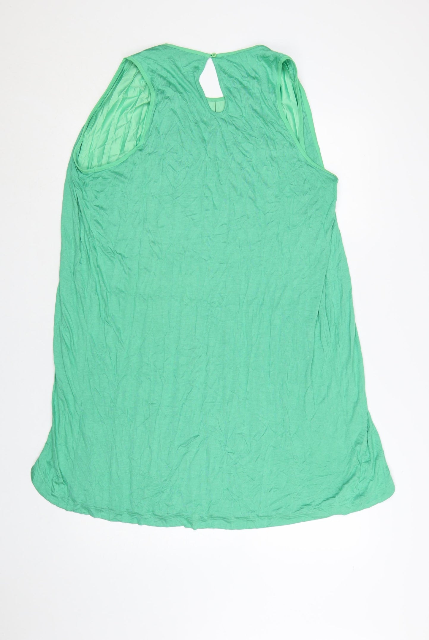 French Connection Women's Green Sleeveless Pleated Shift Dress Size 16