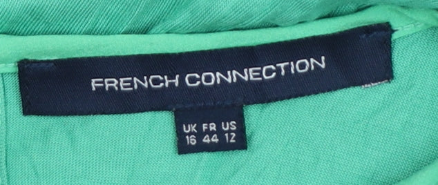 French Connection Women's Green Sleeveless Pleated Shift Dress Size 16