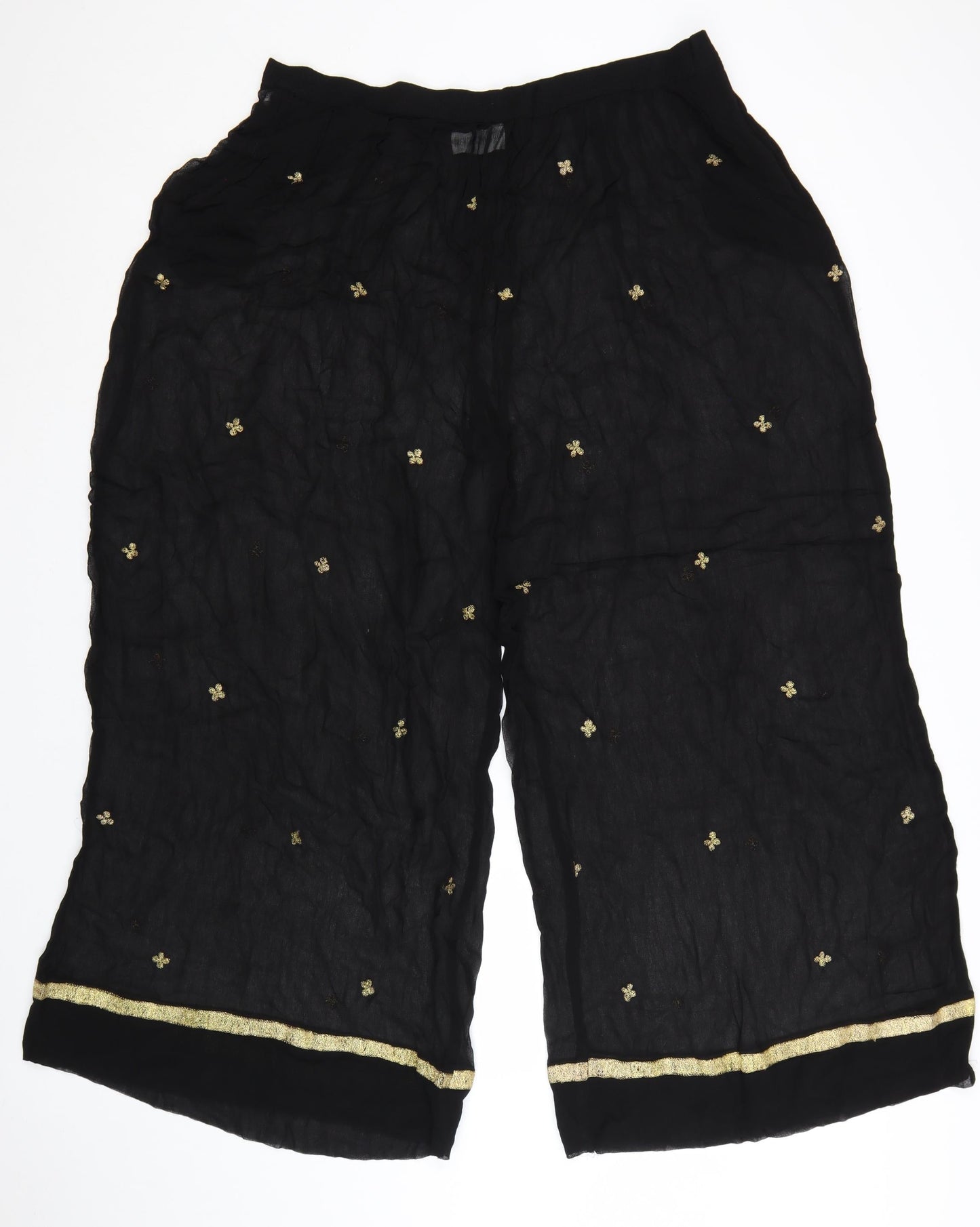 French Connection Women’s Black Embroidered Cropped Trousers Size L