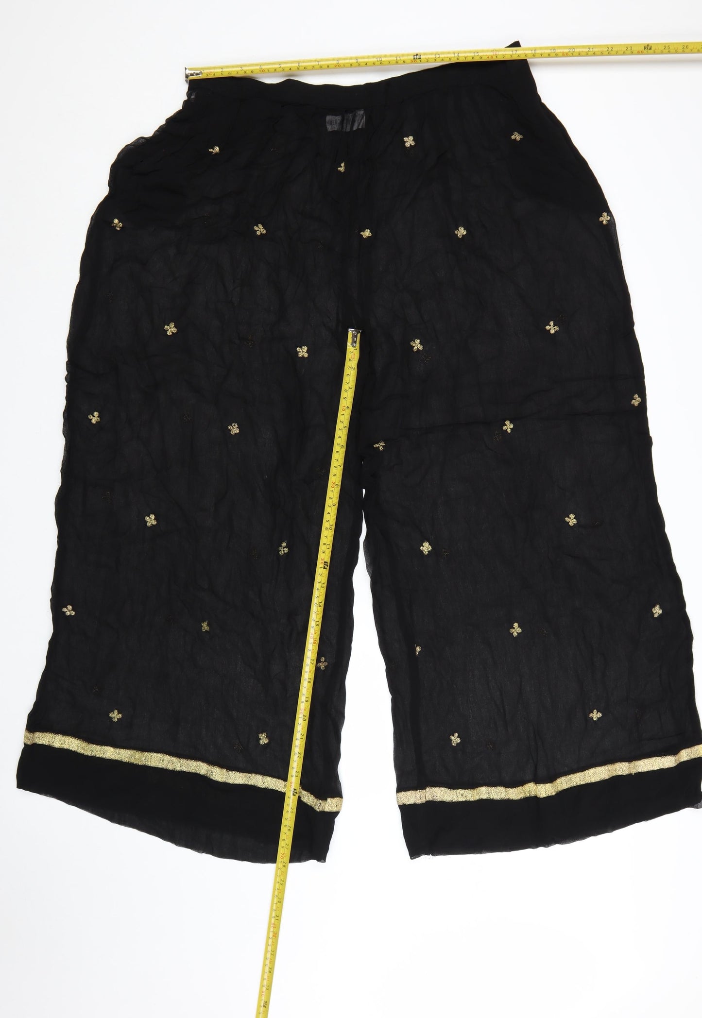 French Connection Women’s Black Embroidered Cropped Trousers Size L