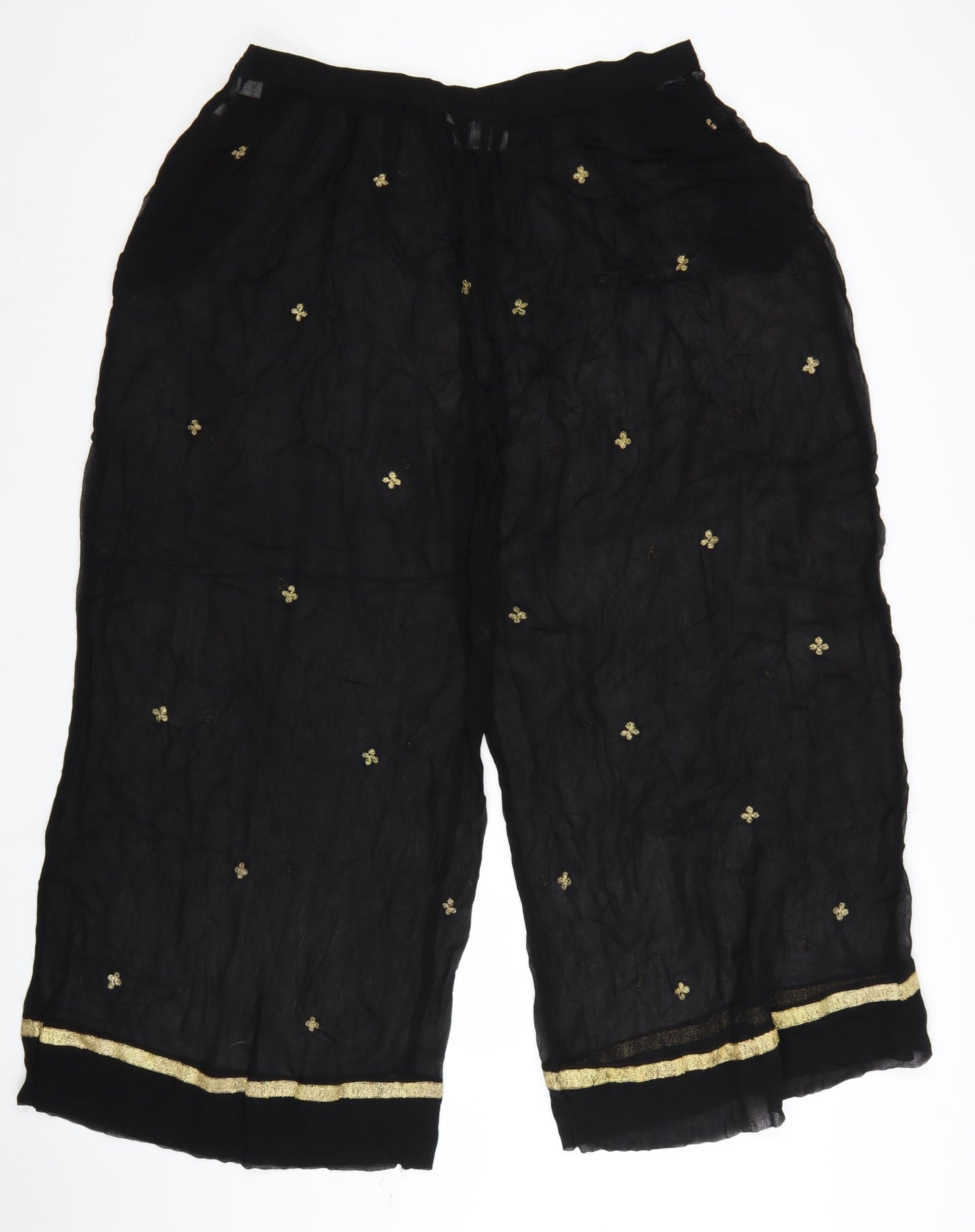 French Connection Women’s Black Embroidered Cropped Trousers Size L