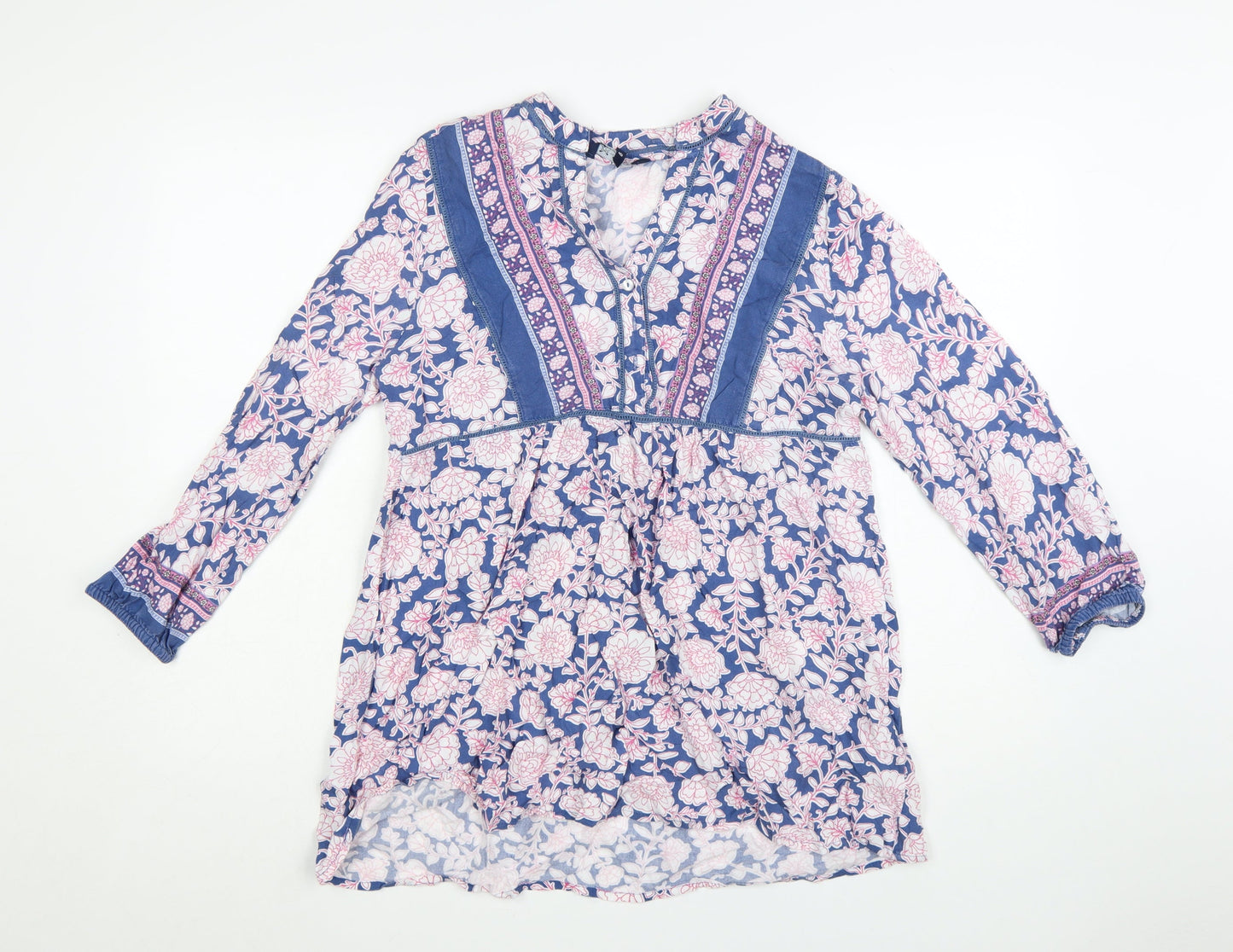 Crew Clothing Women Blue Floral Bohemian Short Dress Size 8