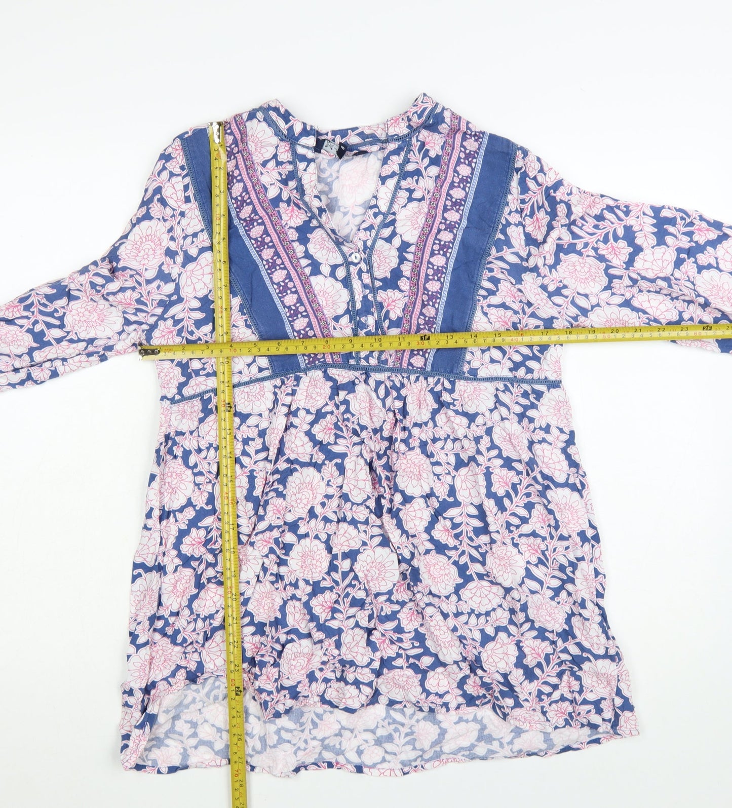 Crew Clothing Women Blue Floral Bohemian Short Dress Size 8