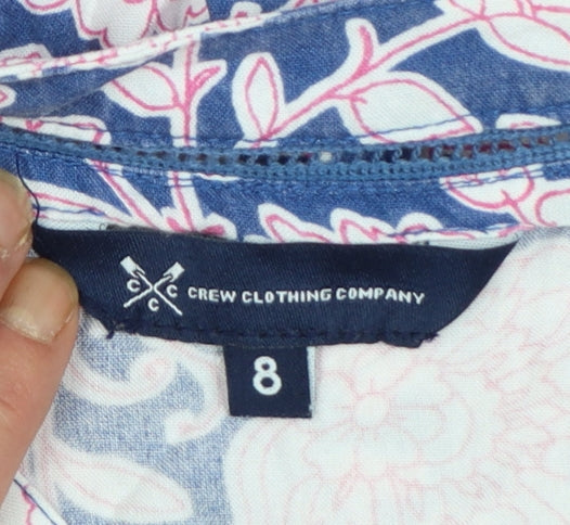 Crew Clothing Women Blue Floral Bohemian Short Dress Size 8