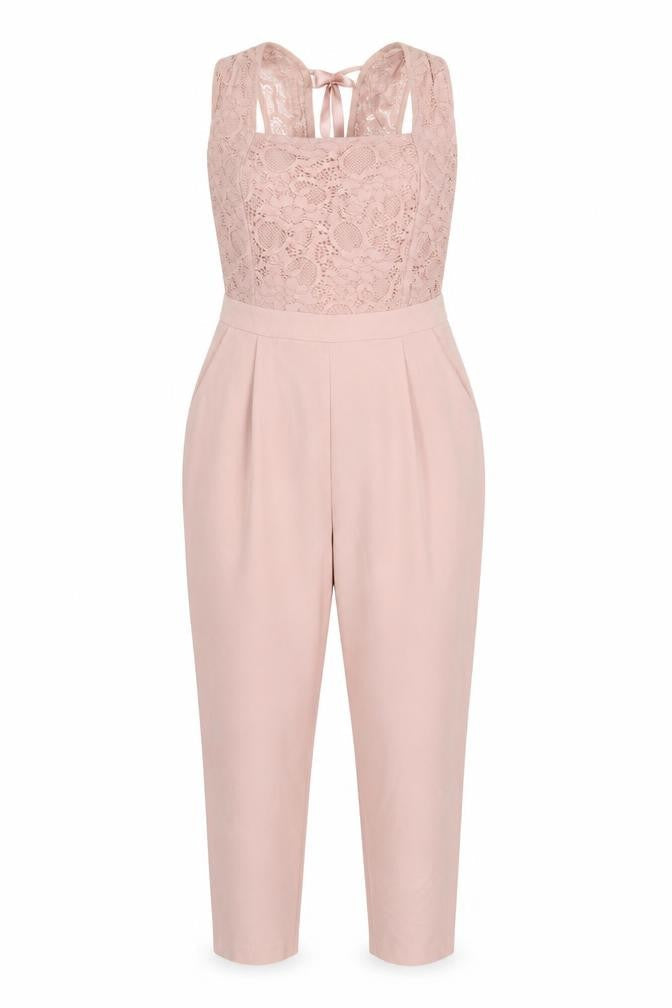 ASOS Women's Pink Lace Backless Jumpsuit Size 10 Slim Fit