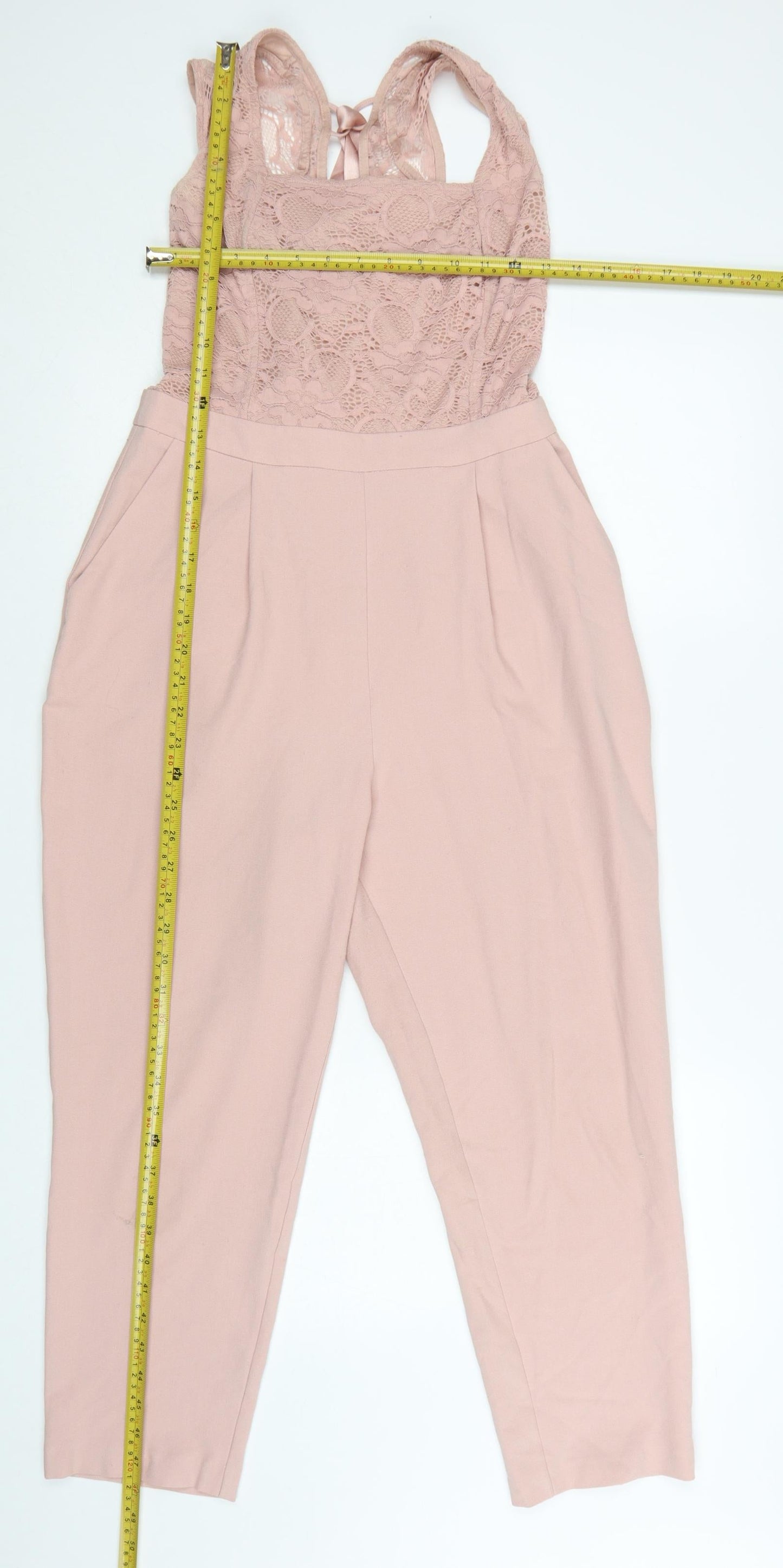ASOS Women's Pink Lace Backless Jumpsuit Size 10 Slim Fit