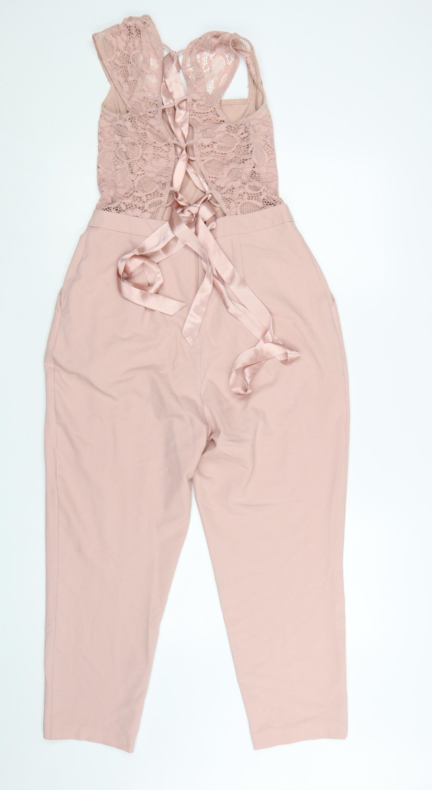 ASOS Women's Pink Lace Backless Jumpsuit Size 10 Slim Fit