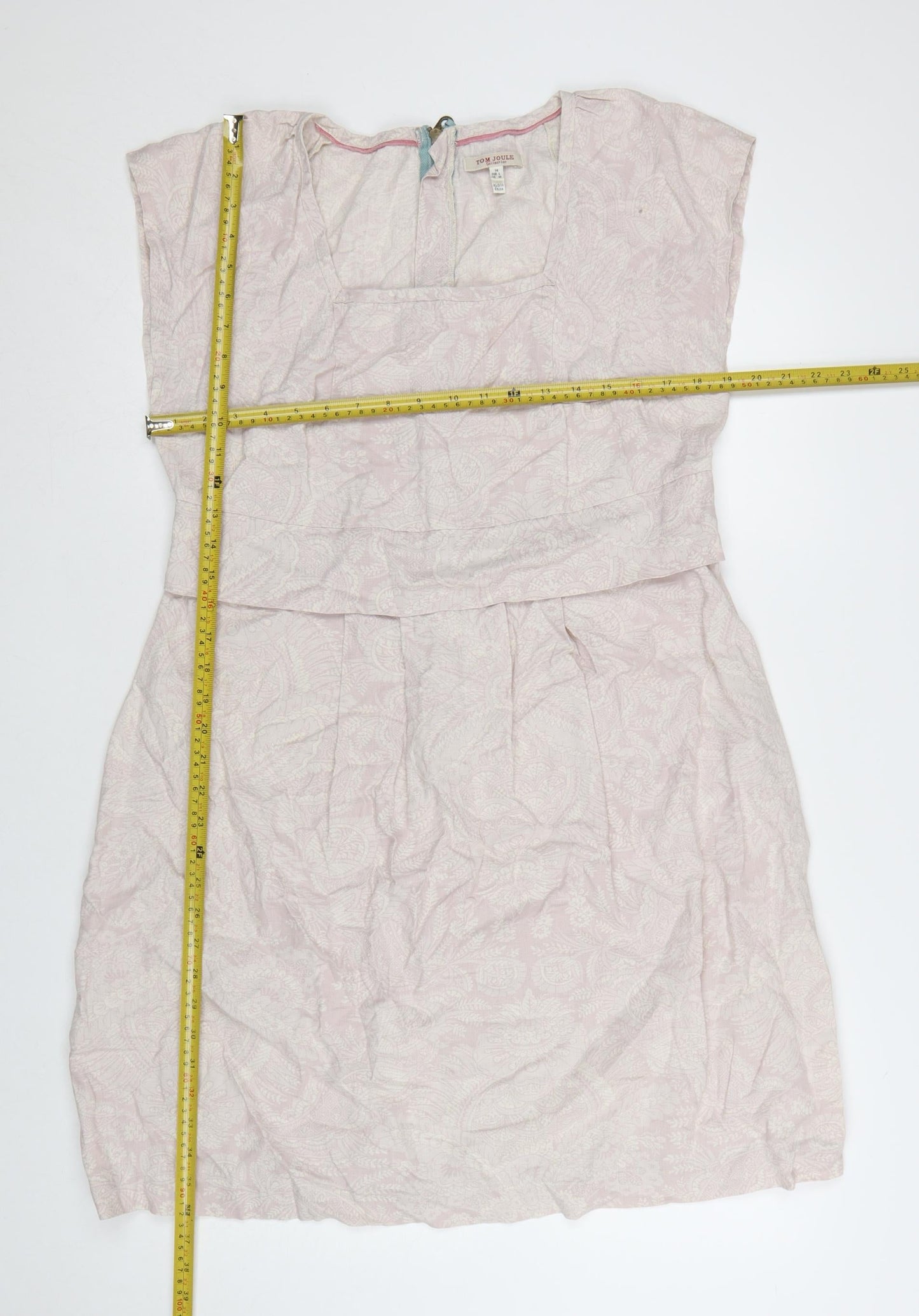 Tom Joule Women’s Pink Floral Shift Dress Size 14 Zip Casual Classic Style