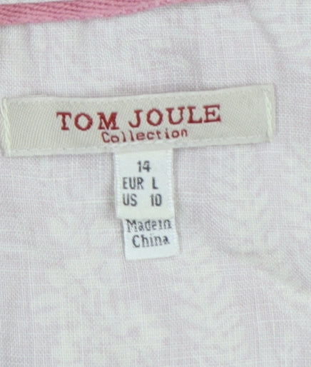 Tom Joule Women’s Pink Floral Shift Dress Size 14 Zip Casual Classic Style