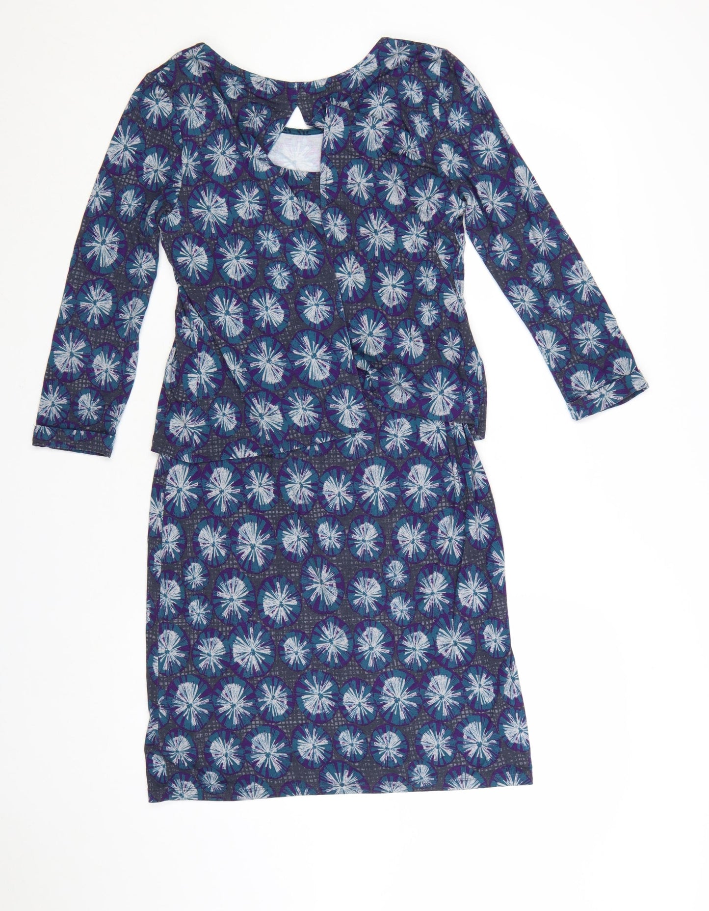 White Stuff Women’s Blue Floral Shift Dress Size 8 3/4 Sleeve