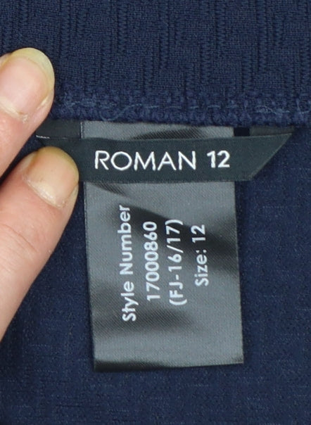 Roman Women’s Blue Size 12 Pencil Skirt Stretch Jersey Workwear