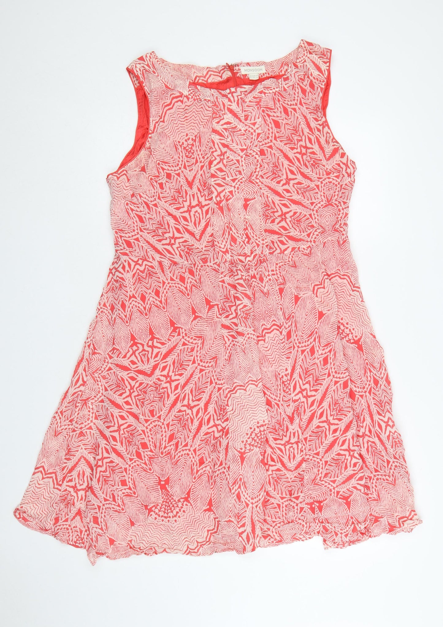 Monsoon Women Pink Geometric A-Line Knee Length Dress Size 18