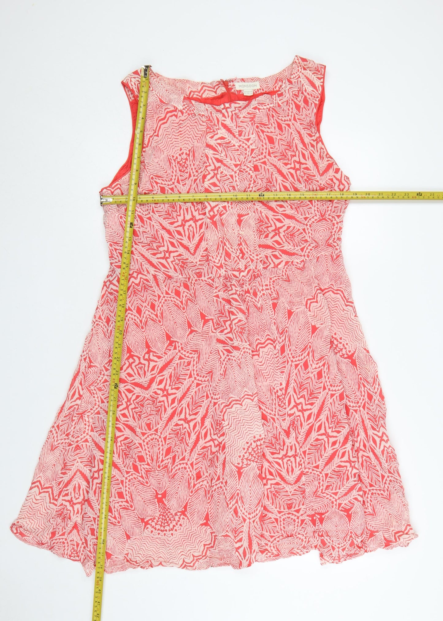 Monsoon Women Pink Geometric A-Line Knee Length Dress Size 18