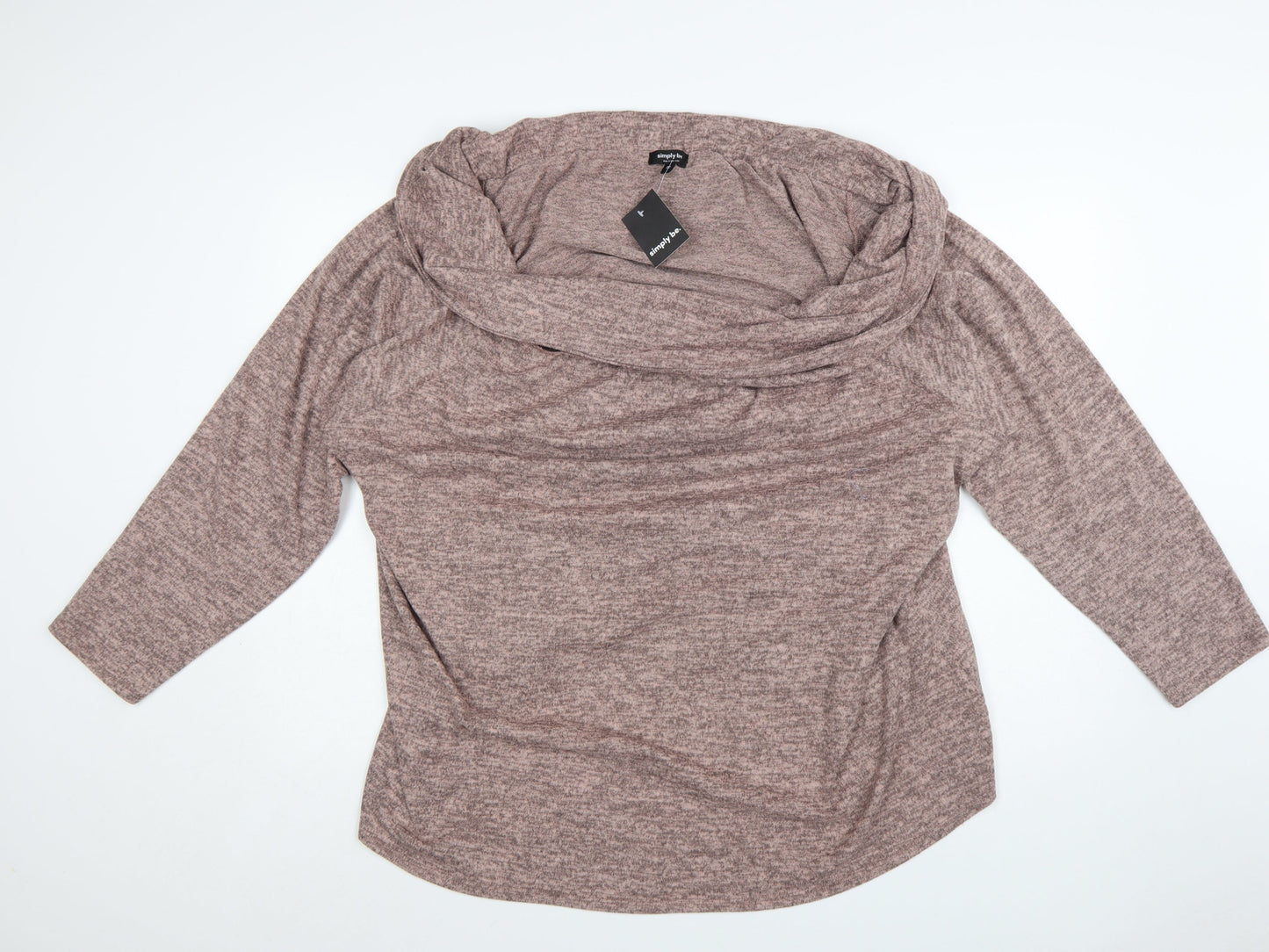 Simply Be Women’s Brown Cowl Neck Knit Jumper Size 32 Relaxed Fit