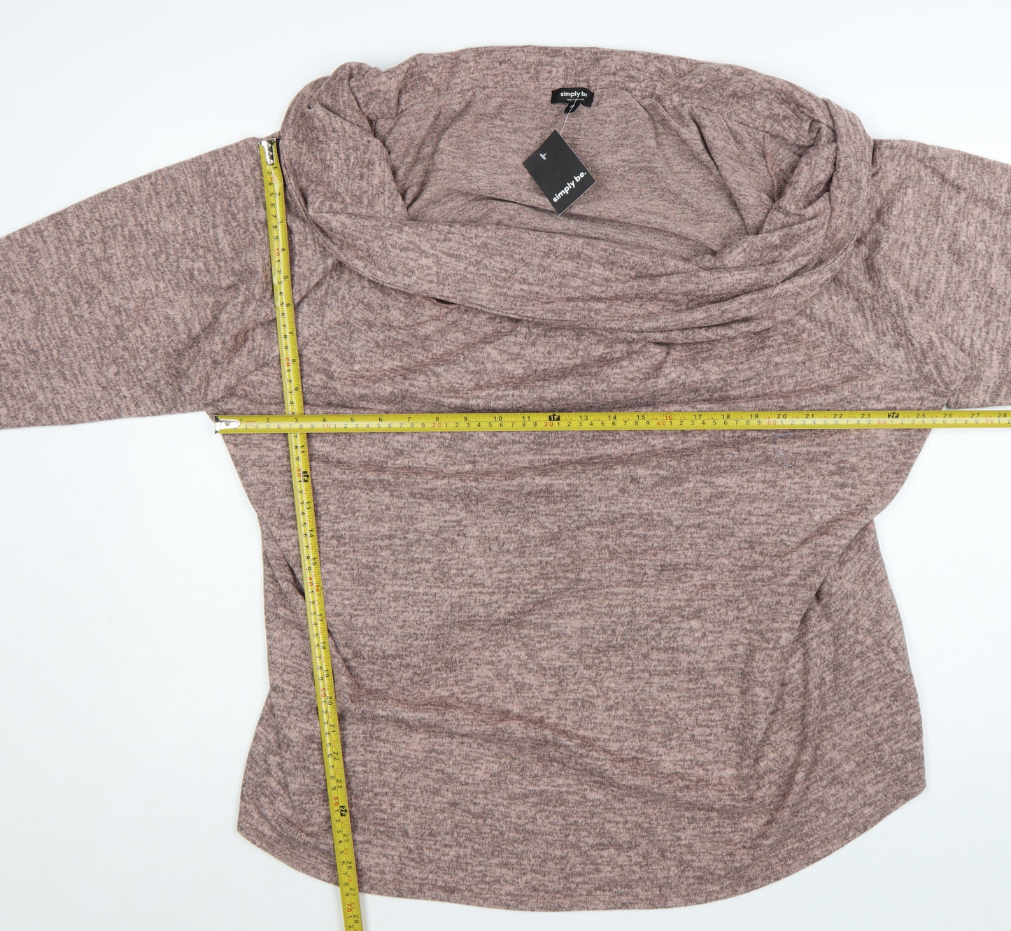 Simply Be Women’s Brown Cowl Neck Knit Jumper Size 32 Relaxed Fit