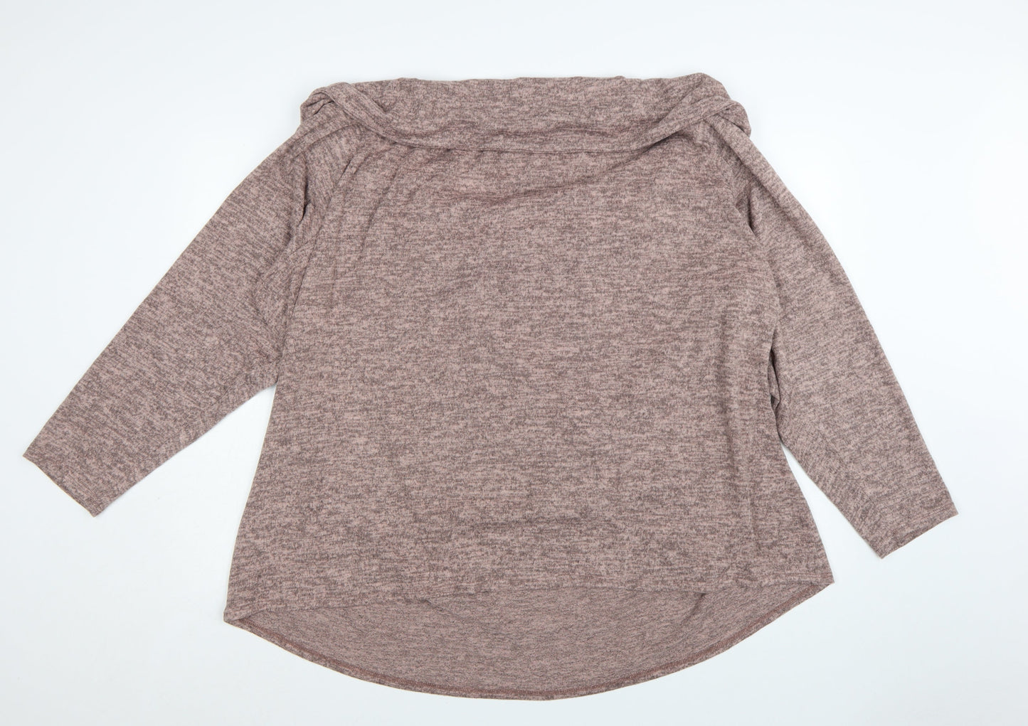 Simply Be Women’s Brown Cowl Neck Knit Jumper Size 32 Relaxed Fit