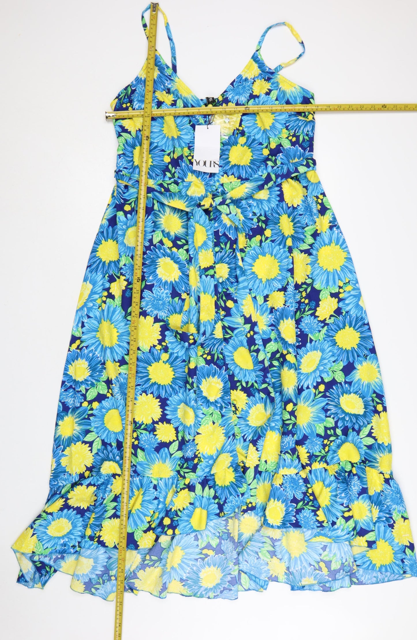 Yours Women's Blue Floral Midi Fit & Flare Dress Size 18