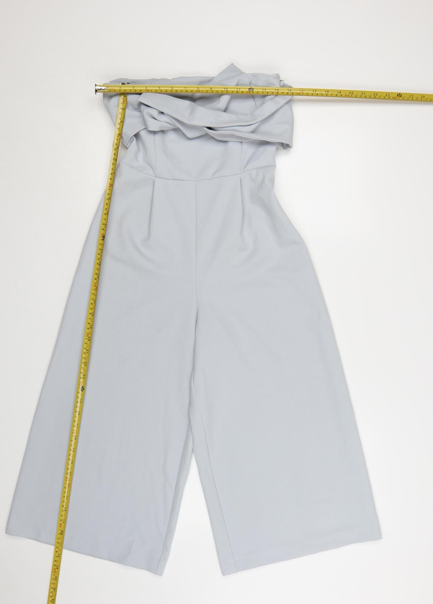 Topshop Women Blue Strapless Wide-Leg Jumpsuit Size 8 Polyester Blend